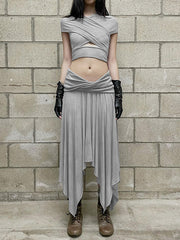 Irregular Cross Pleated Two-Way Tube Dress