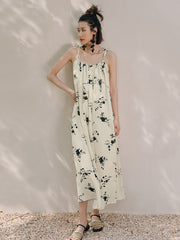 Vacation H-Line Floral Printed U-Neck Dress