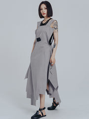Casual Loose Sleeveless Irregular Gray Maxi Dress