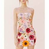 Sling Sexy 3D Flower Mini Dress