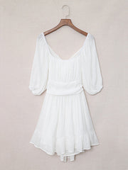 Bow Short Sleeves Mini Dress