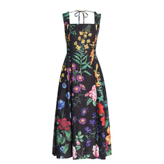 Blossom Printed Lace Up Midi Dress