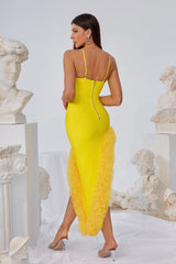 V Neck Irregularity Lace Sling Bandage Dress