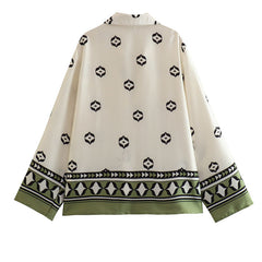 Ethnic Color Block Green Shirt and Pants Set