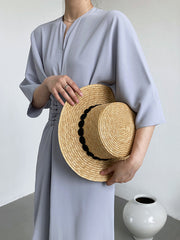 Vintage Loose Half Sleeves Buttoned H-Line Midi Dress