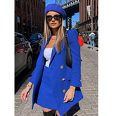 Fashion Blue Blazer Two Piece Set