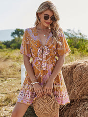 Bohemia A-Line Bowknot V-Neck Dress