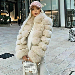 Exaggerated Long Sleeve Spread Collar Bubble Cropped Coat - Beige