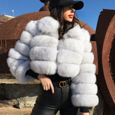 Exaggerated Long Sleeve Spread Collar Bubble Cropped Coat - White