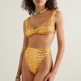 Yellow Sequin Bikini Swimsuit