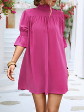 Solid Color Half Sleeves Loose High-Neck Mini Dresses