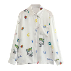 Graphic Printed White Shirt and Pants Set