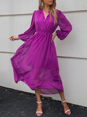 Fuchsia Long Sleeve Maxi Dress