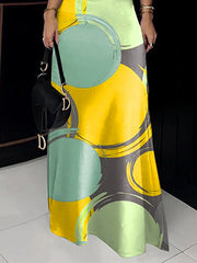 Skinny Sleeveless Printed High Neck Maxi Dresses