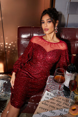 Puff Sleeve See Through Midi Dress