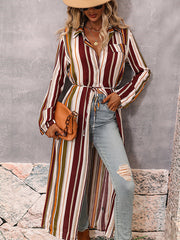 Vacation Loose Striped V-Neck Dress