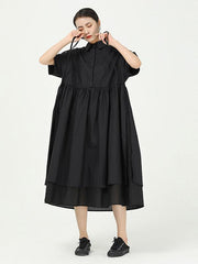 Loose Split-Side False-Two Cropped Midi Dress