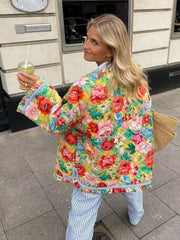 Blossom Printed Ruffle Cotton Coat