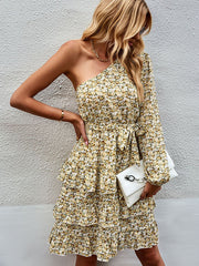 Bohemia A-Line Floral One-Shoulder Dress