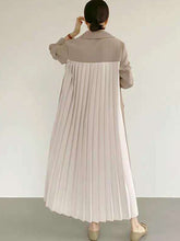 Original Chic Pleated Notched Collar Blazer Midi Dress