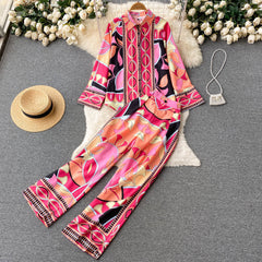 Casual Printed Shirt and Bottom Sets Flaxmaker