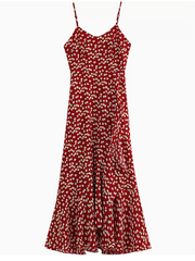 Vacation Sleeveless Floral Printed V-Neck Dress