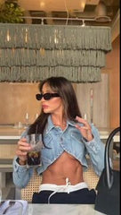 Fashion Denim Jacket Two Piece Set