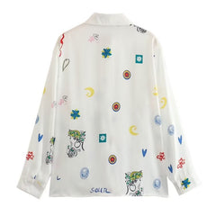 Graphic Printed White Shirt and Pants Set