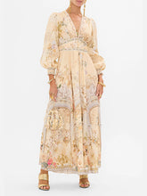 Floral Printed Long Sleeves Ruffled Elegant Maxi Dresses