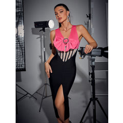 Lace Bowknot Decor Bandage Dress