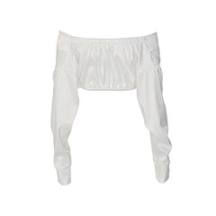 Off Shoulder Long Sleeve Crop Top - White