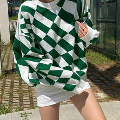 Green Checkered Oversized sweatshirt