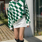 Green Checkered Oversized sweatshirt