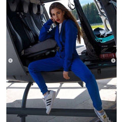 New Fashion Casual Hooded Zipper Jumpsuit