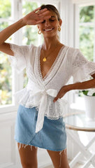 Women's Lace V neck T shirt