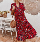 Ladies Bohemian Leopard Print Shirt Dress Casual Midi Holiday Summer Dress Female A line Loose Beach Dress