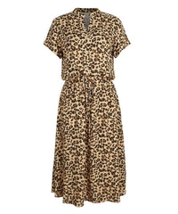Ladies Bohemian Leopard Print Shirt Dress Casual Midi Holiday Summer Dress Female A line Loose Beach Dress