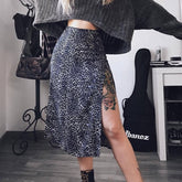 Split High Waist Leopard Print Skirts