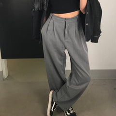 Straight Large Size Casual Solid Wide Leg Trousers Streetwear Suit Full Length Hot Selling Chic Loose High Quality Pants