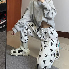 High Waist Jogging Pants Printed Loose Sportwear Trousers Female Korean Hip Hop Pants Casual Wide leg Streetwear Pants