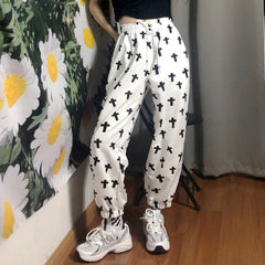 High Waist Jogging Pants Printed Loose Sportwear Trousers Female Korean Hip Hop Pants Casual Wide leg Streetwear Pants