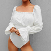 Bodysuit Wear Has A Gentle Jumpsuit Temperament Jumpsuit with Bubble Sleeves on the Back