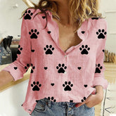 Summer Fashion Woman Blouses Spring Long Sleeved Lapel Kawaii Dog Print Button Top Women's Shirt Loose Plus Size Ladies Clothes