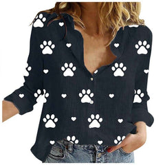 Summer Fashion Woman Blouses Spring Long Sleeved Lapel Kawaii Dog Print Button Top Women's Shirt Loose Plus Size Ladies Clothes