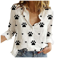 Summer Fashion Woman Blouses Spring Long Sleeved Lapel Kawaii Dog Print Button Top Women's Shirt Loose Plus Size Ladies Clothes