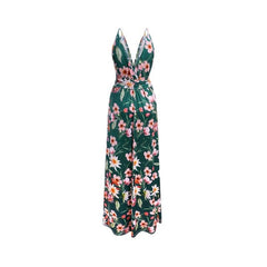 Women's Sling Floral Long Dresses arrival Summer Boho V Neck Sleeveless Party Beach Floarl Print Maxi Dress Casual Sundress