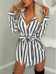 Fashion Long Sleeve Button Mini Dress