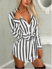 Fashion Long Sleeve Button Mini Dress