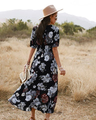 Beach Boho Print Maxi Split Dress