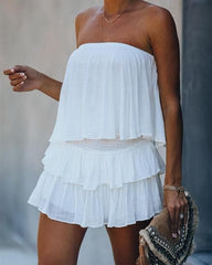 Fashion Summer Elegant Off Shoulder Layered Ruffle Romper